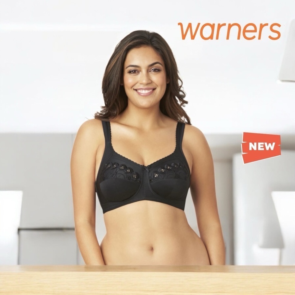 NEW, Warner's, Full Coverage Wire-Free Bra, 44 DDD, Black 🫦